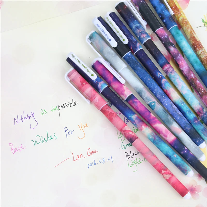 10-Piece Creative Starry Night Gel Pen Set – 0.5mm Multicolor Pens