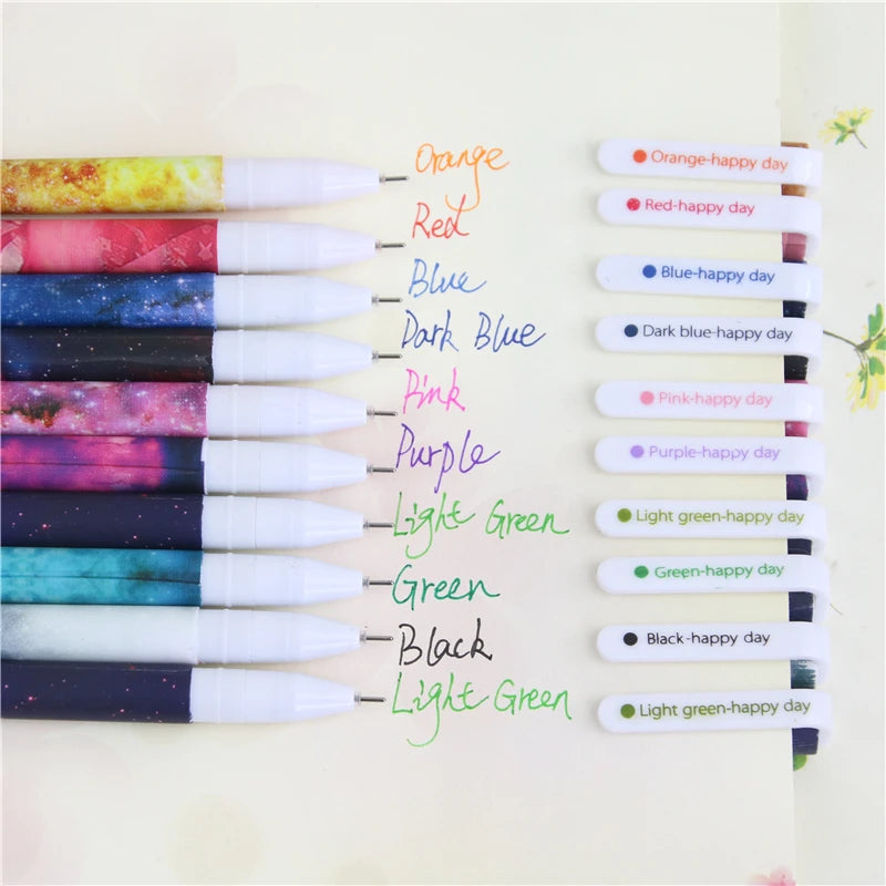 10-Piece Creative Starry Night Gel Pen Set – 0.5mm Multicolor Pens
