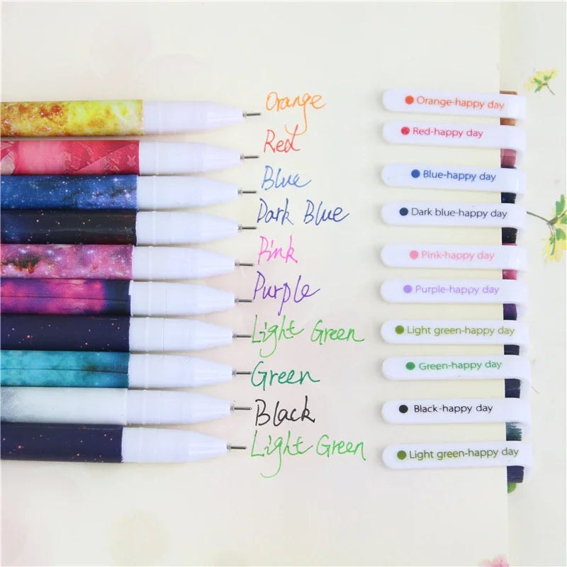 10-Piece Creative Starry Night Gel Pen Set – 0.5mm Multicolor Pens
