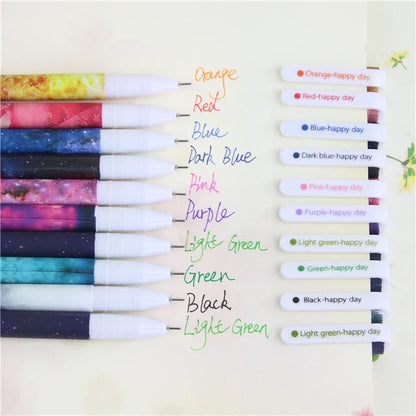 10-Piece Creative Starry Night Gel Pen Set – 0.5mm Multicolor Pens