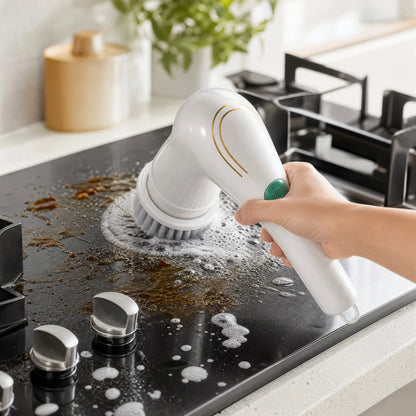 Electric Spin Cleaning Brush with Multiple Brush Heads
