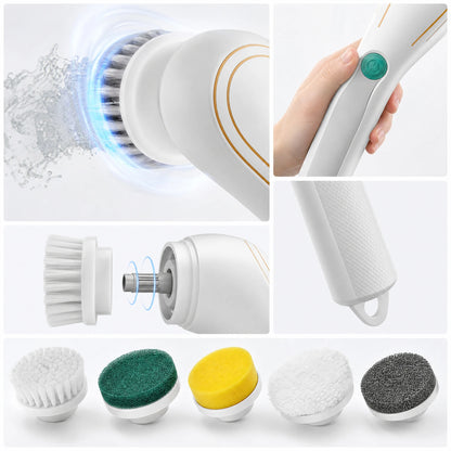 Electric Spin Cleaning Brush with Multiple Brush Heads