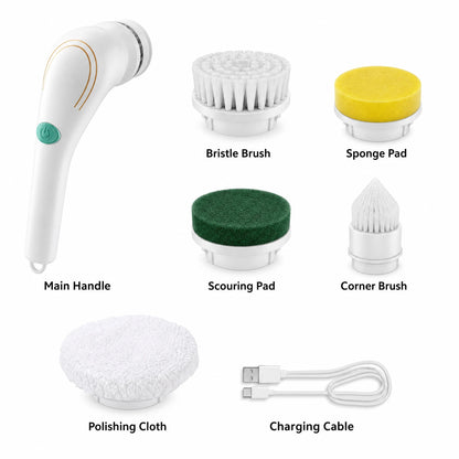 Electric Spin Cleaning Brush with Multiple Brush Heads