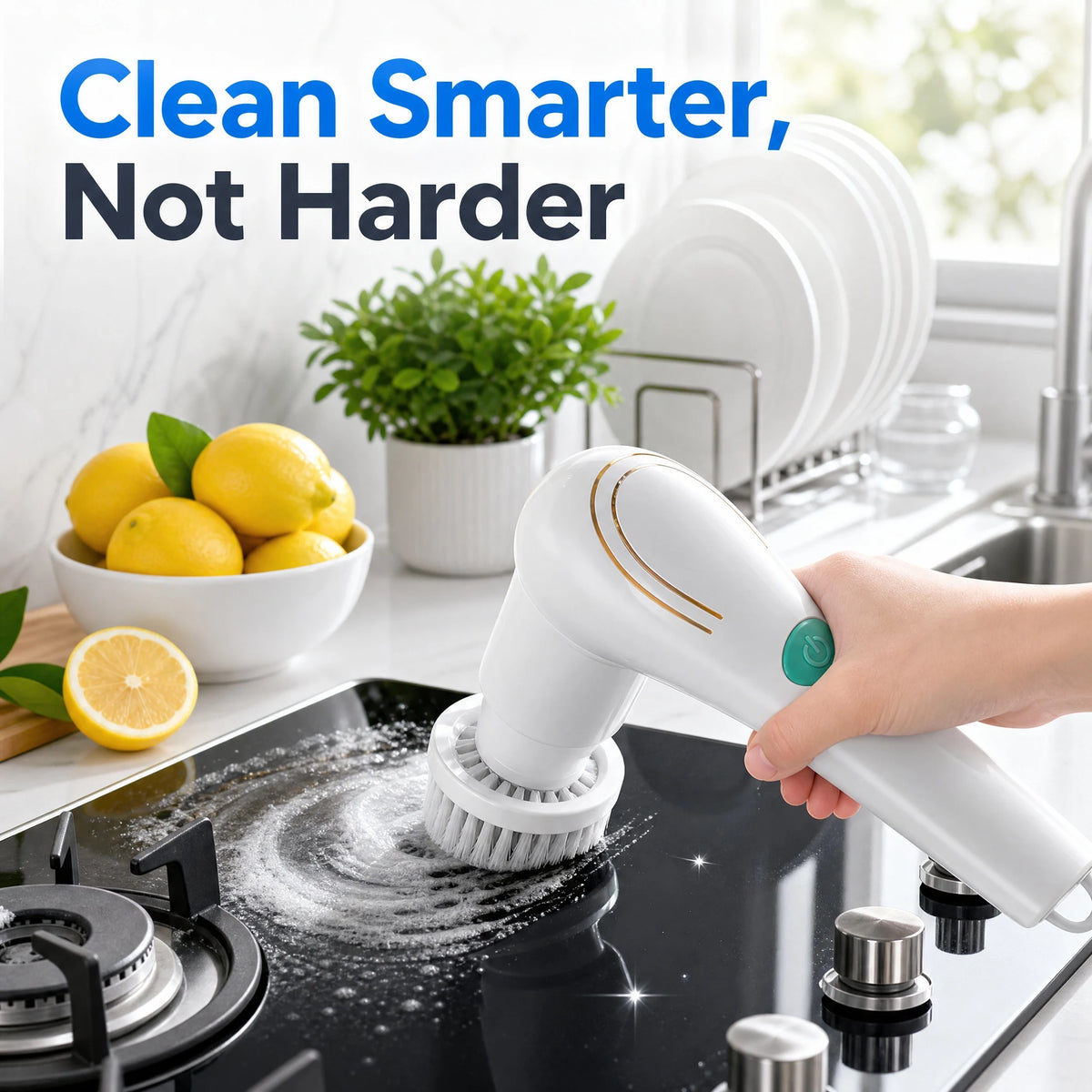 Electric Spin Cleaning Brush with Multiple Brush Heads