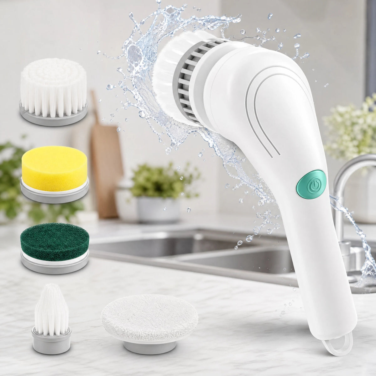 Electric Spin Cleaning Brush with Multiple Brush Heads