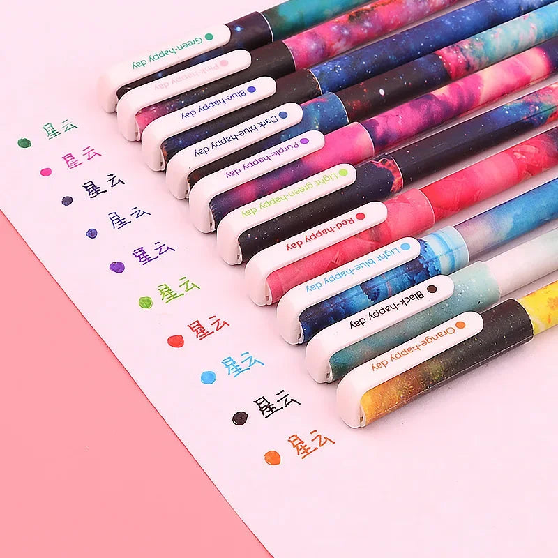 10-Piece Creative Starry Night Gel Pen Set – 0.5mm Multicolor Pens