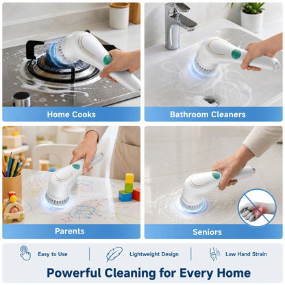 Electric Spin Cleaning Brush with Multiple Brush Heads